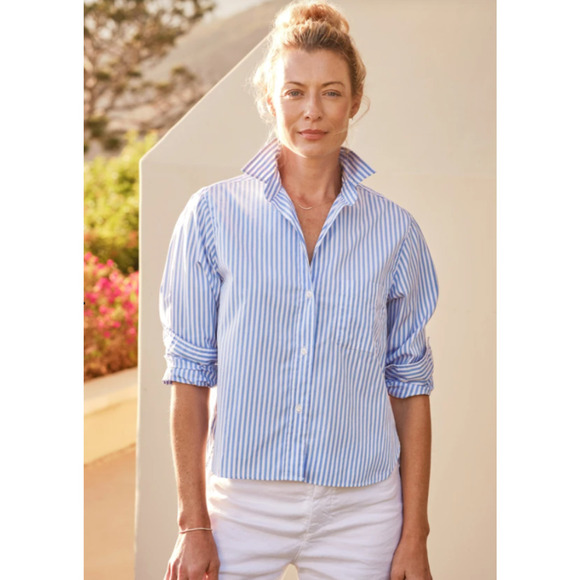 Frank & Eileen Tops - Frank & Eileen blue striped silvio button front long sleeve cotton shirt XL